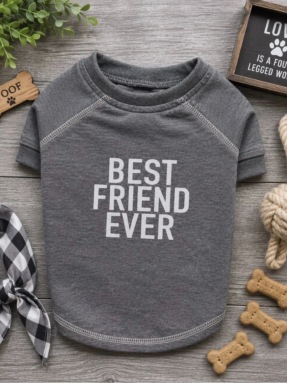Best Friend Ever Gray Dog Shirt | Cute Dog, Puppy, Pet T-Shirt Outfit | Size: M